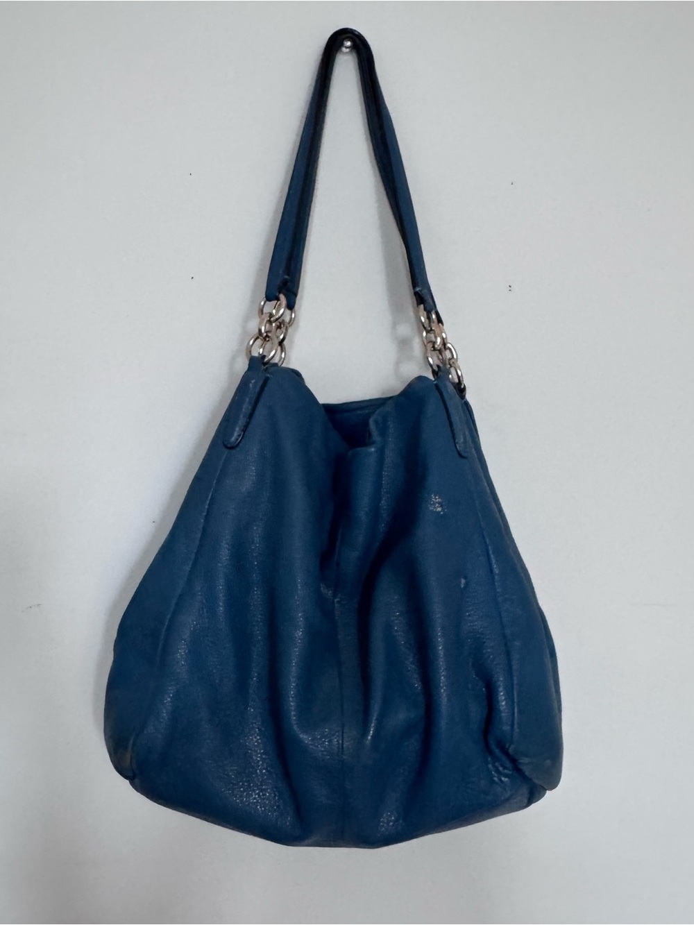 Coach Madison Phoebe Blue Pebbled Leather Shoulder Hobo Bag